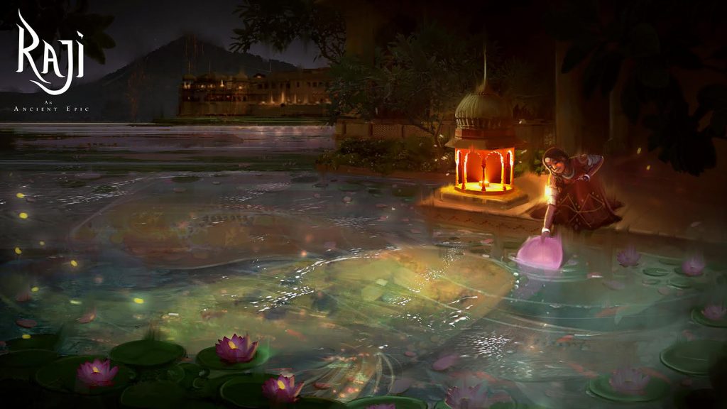  Raji's powers and abilities change depending on which God you choose to favor you. As you progress in the game you'll be able wield lightning, earth, fire or ice depending on your choices. The gameplay transitions between dazzling combat sequences and environmental puzzles that give the player a breather between battles. !