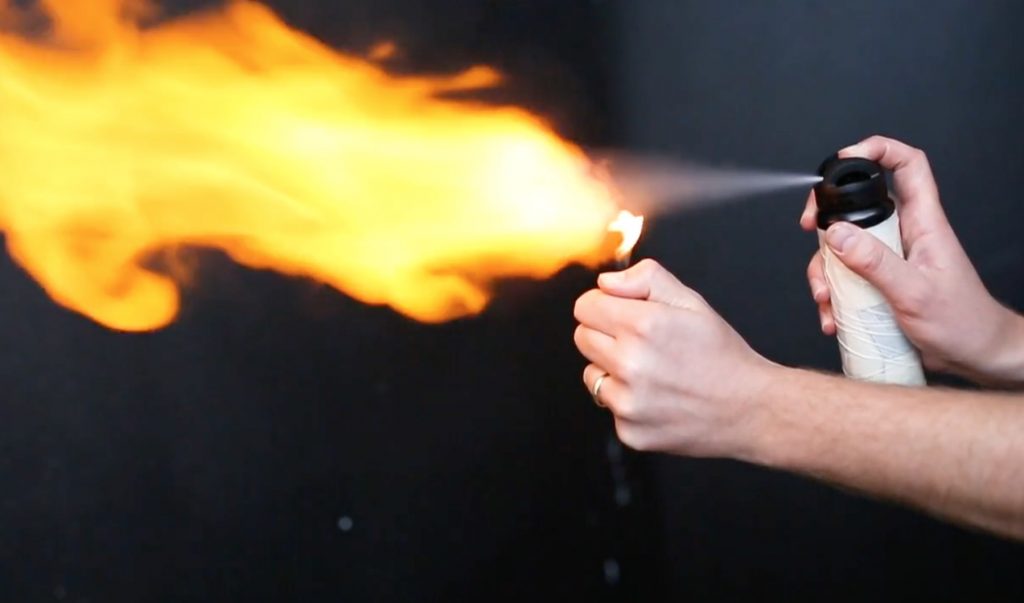 aerosol deodorant is a flamethrower